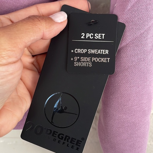 90 Degrees By Reflex Cropped Sweater and Bike Shorts Activewear Set New - Picture 4 of 6